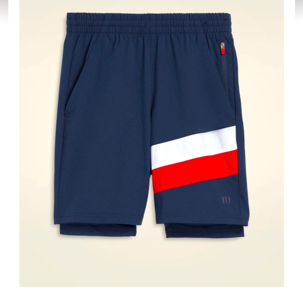 NWT Wilson Boys Short | Excelsior Short in Navy with Red & White Stripe Size M